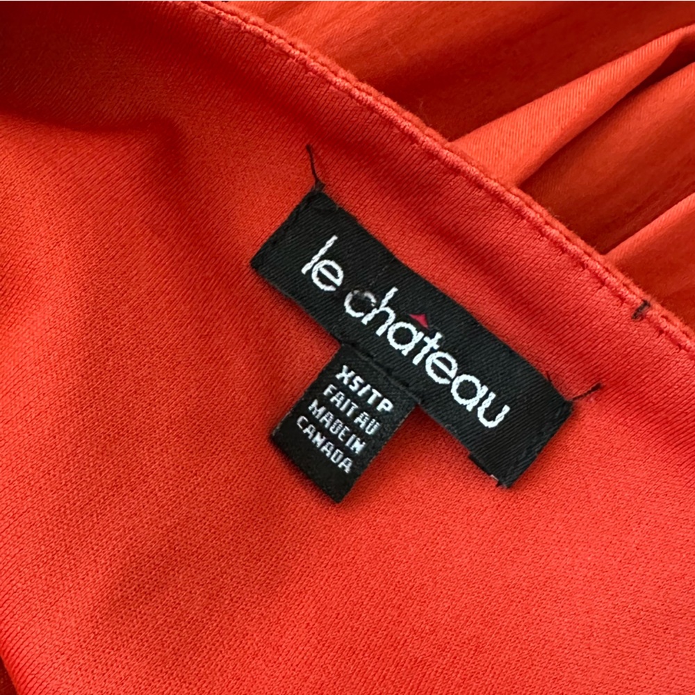 Vintage Le Château Rust Orange Fit & Flare Midi Dress XS Made in Canada - Picture 8 of 10